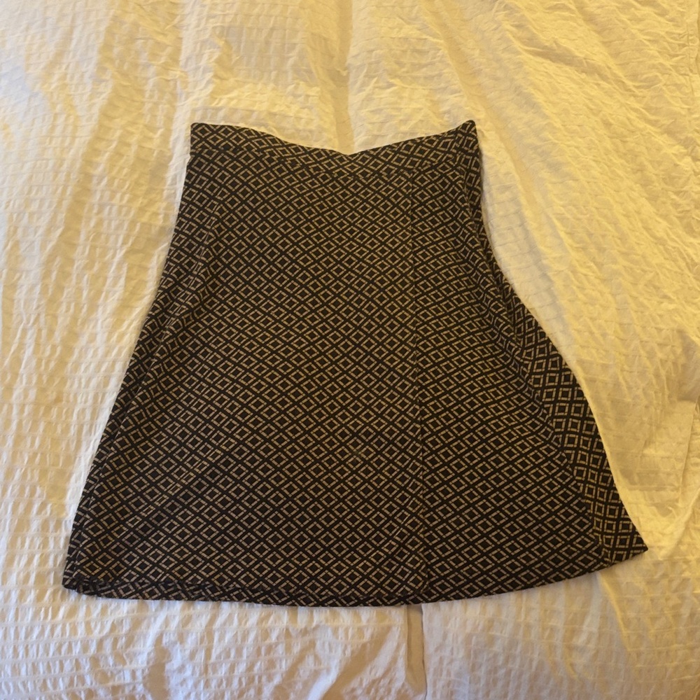Printed A-Line soft knit Skirt in dark brown and tan